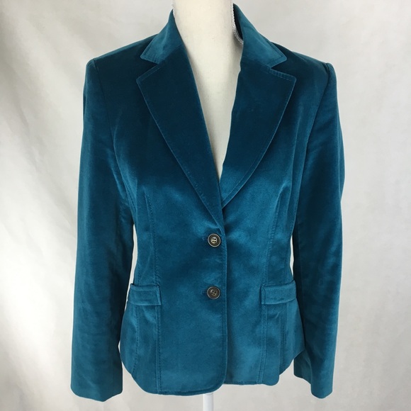 turquoise velvet blazer womens